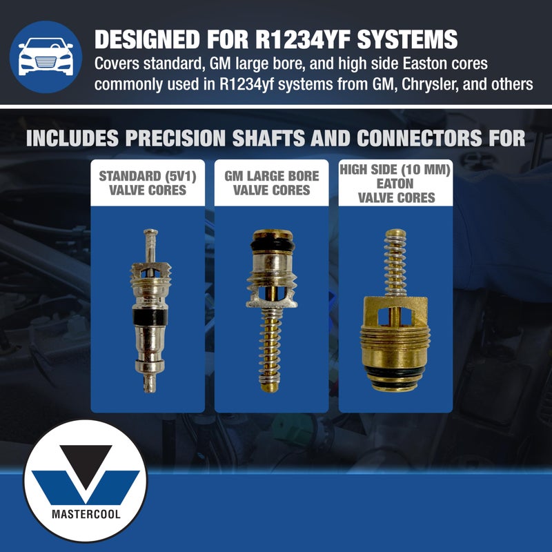 Mastercool 58490-YF R1234yf Valve Core Remover/Installer Kit â€“ Services Standard Valve Cores Under Pressure â€“ Includes 17mm & 14mm R1234yf Fittings and Storage Case - Image 3